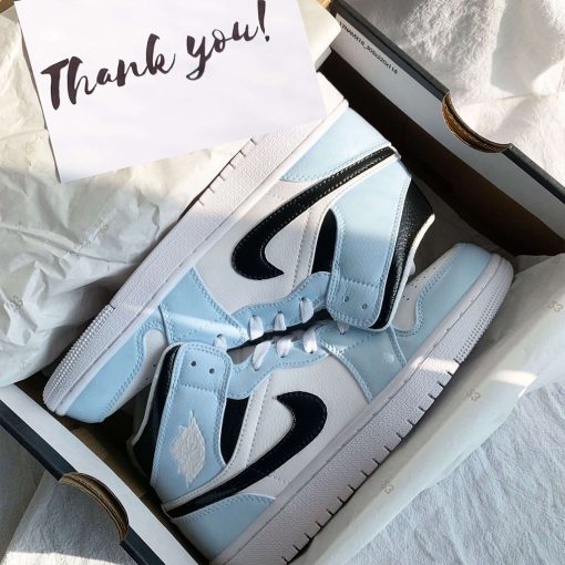 Custom Jordan 1 Baby Blue Black Sneakers