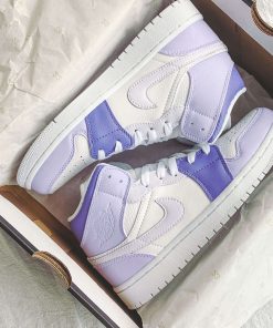 Custom Jordan 1 White Lavender Sneakers