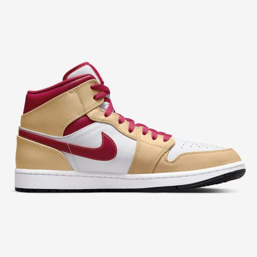 Jordan 1 Mid Light Curry Cardinal