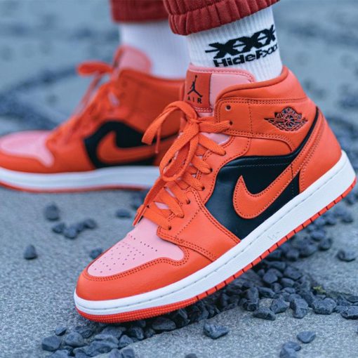 Air Jordan 1 Mid Se Crimson Bliss/Rush Orange Black Sail