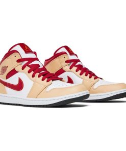 Air Jordan 1 Mid ‘Light Curry Cardinal Red’