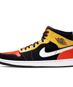 Air Jordan 1 Mid Black Amarillo Orange