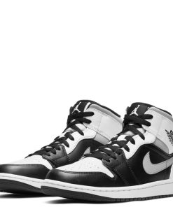 Jordan Air 1 Mid Black/White-Lt Smoke Grey Youth