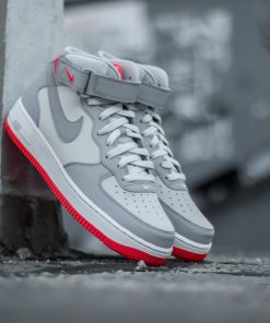 Nike Air Force 1 Mid 07 “Grey/Bright Crimson”