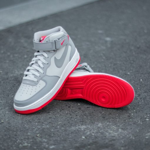 Nike Air Force 1 Mid 07 “Grey/Bright Crimson”