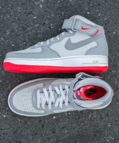 Nike Air Force 1 Mid 07 “Grey/Bright Crimson”