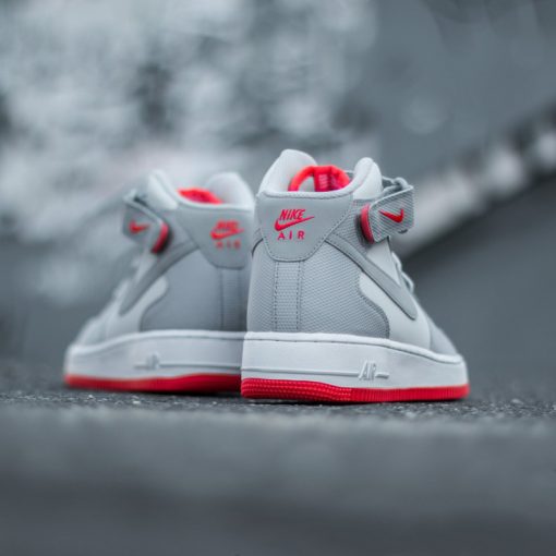 Nike Air Force 1 Mid 07 “Grey/Bright Crimson”