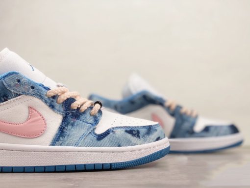 Air Jordan 1 Low Washed Denim/White-Pink