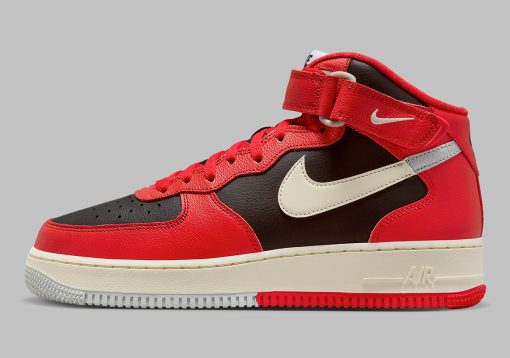 Air Force 1 Mid Split Black University Red